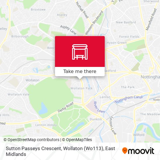 Sutton Passeys Crescent, Wollaton (Wo113) map