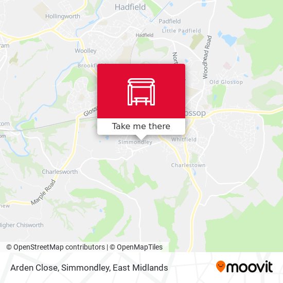 Arden Close, Simmondley map
