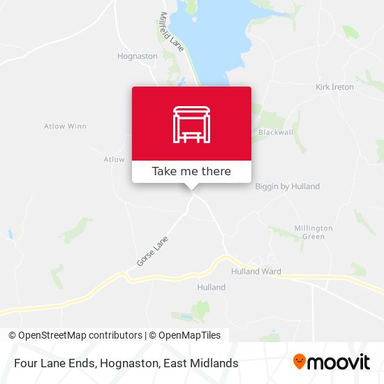 Four Lane Ends, Hognaston map