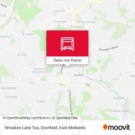 Wreakes Lane Top, Dronfield map