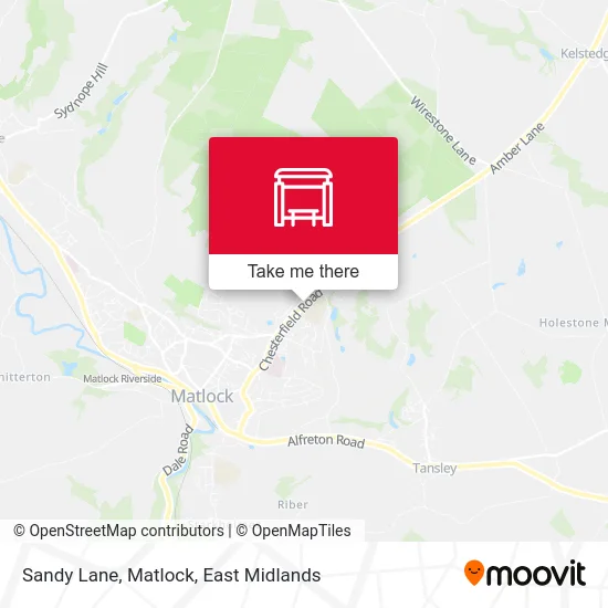 Sandy Lane, Matlock map
