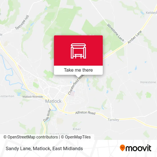 Sandy Lane, Matlock map