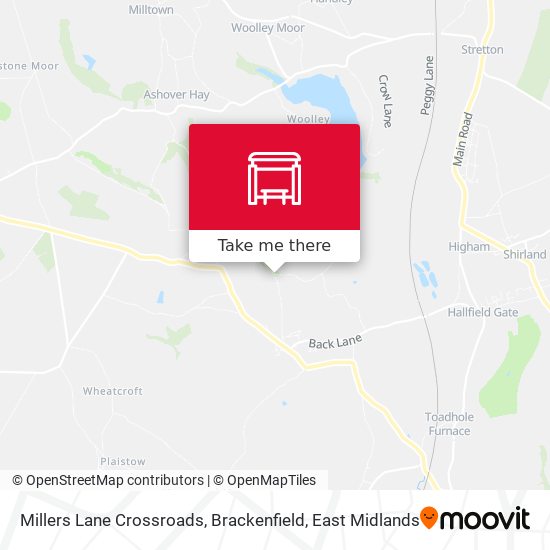 Millers Lane Crossroads, Brackenfield map