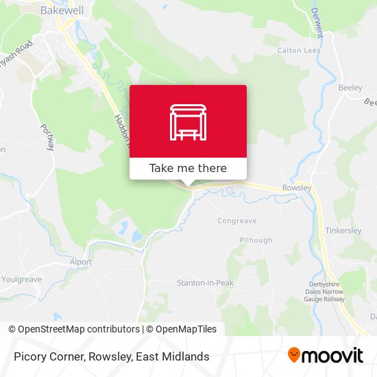 Picory Corner, Rowsley map