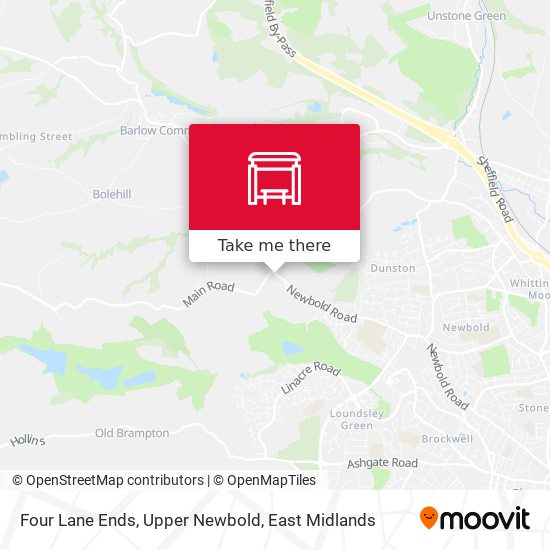 Four Lane Ends, Upper Newbold map