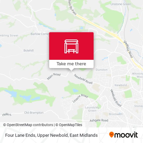 Four Lane Ends, Upper Newbold map