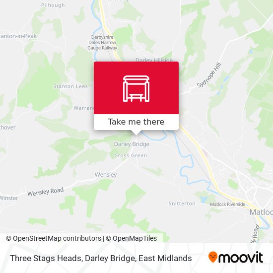 Three Stags Heads, Darley Bridge map