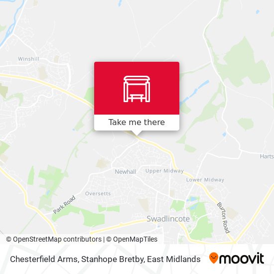 Chesterfield Arms, Stanhope Bretby map