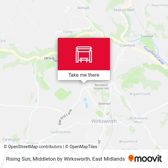 Rising Sun, Middleton by Wirksworth map