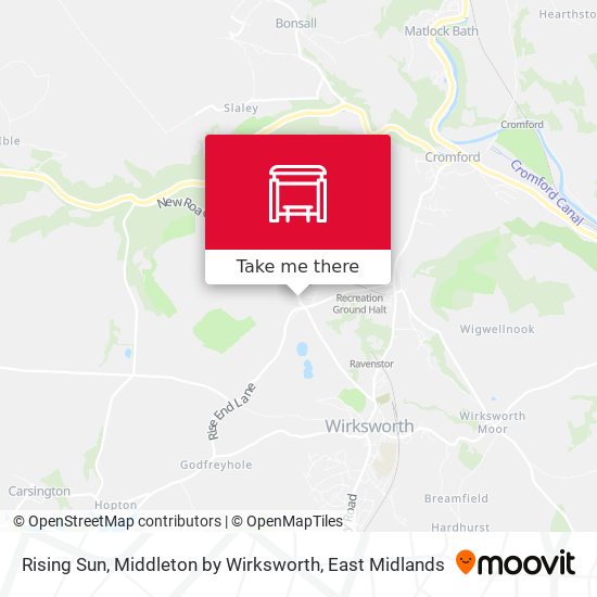 Rising Sun, Middleton by Wirksworth map