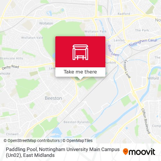 Paddling Pool, Nottingham University Main Campus (Un02) map