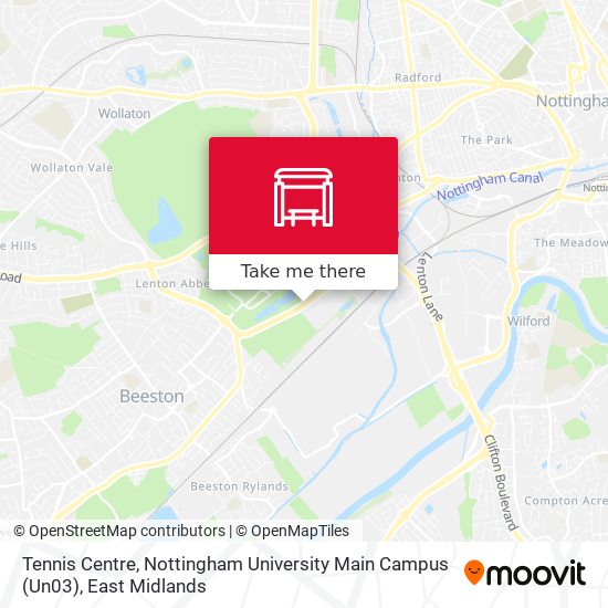 Tennis Centre, Nottingham University Main Campus (Un03) map