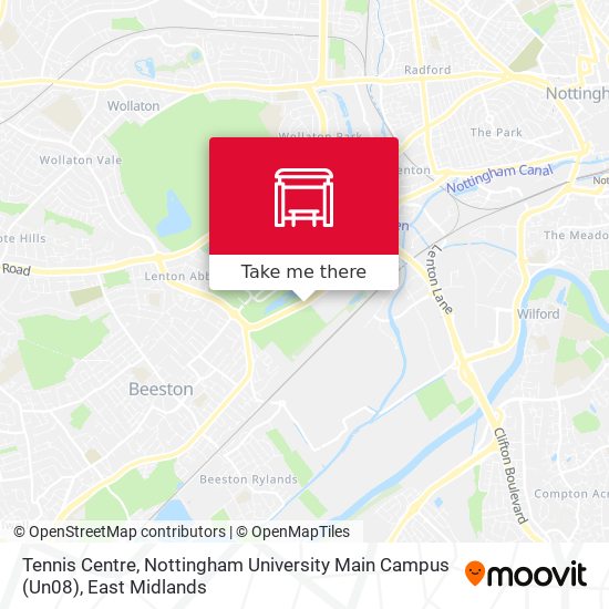 Tennis Centre, Nottingham University Main Campus (Un08) map