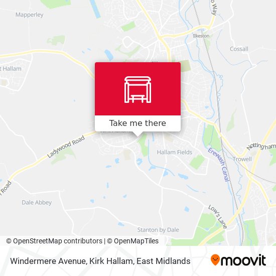 Windermere Avenue, Kirk Hallam map