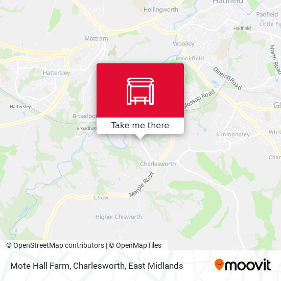 Mote Hall Farm, Charlesworth map