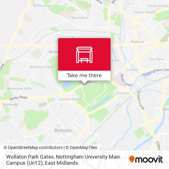 Wollaton Park Gates, Nottingham University Main Campus (Un12) map