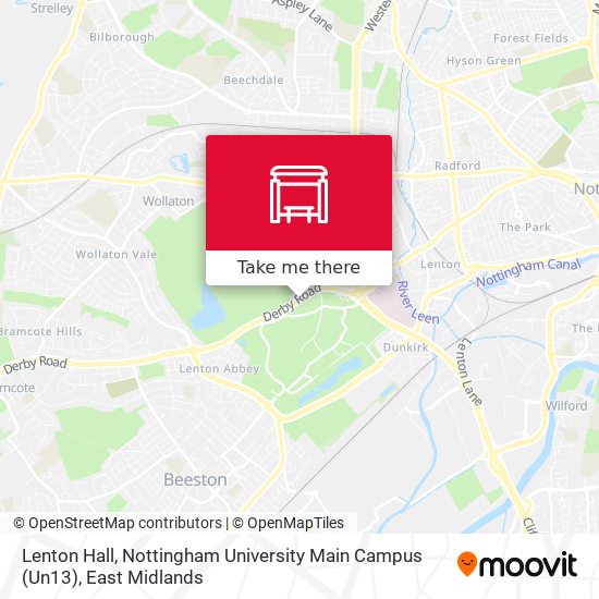 Lenton Hall, Nottingham University Main Campus (Un13) map