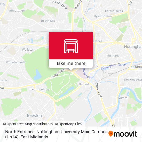 North Entrance, Nottingham University Main Campus (Un14) map
