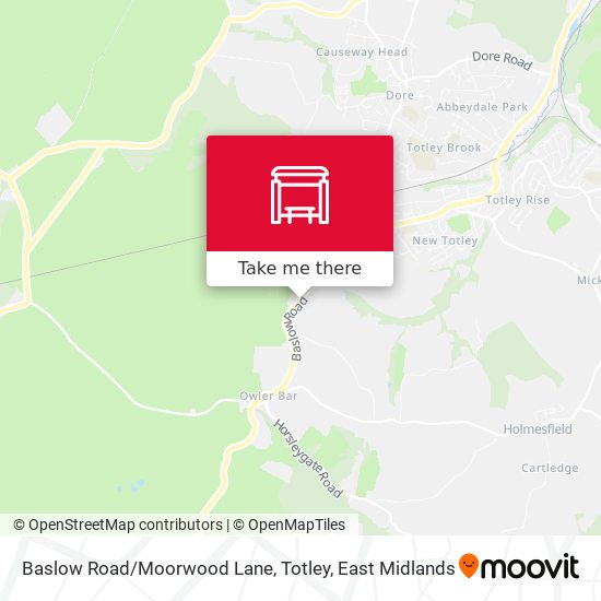 Baslow Road / Moorwood Lane, Totley map