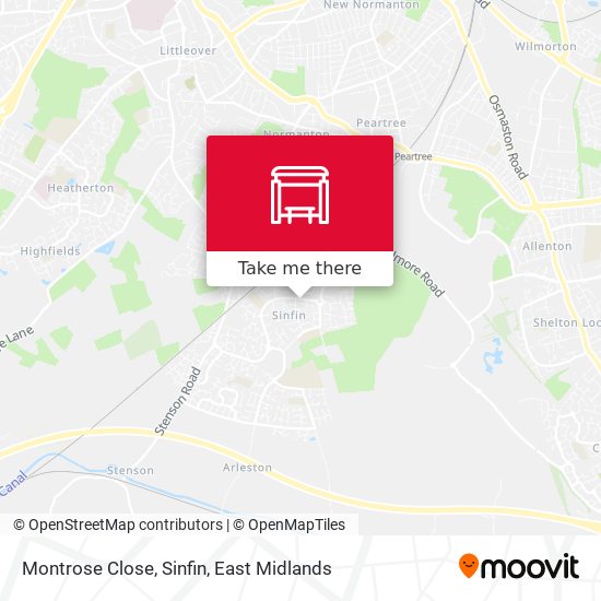 Montrose Close, Sinfin map