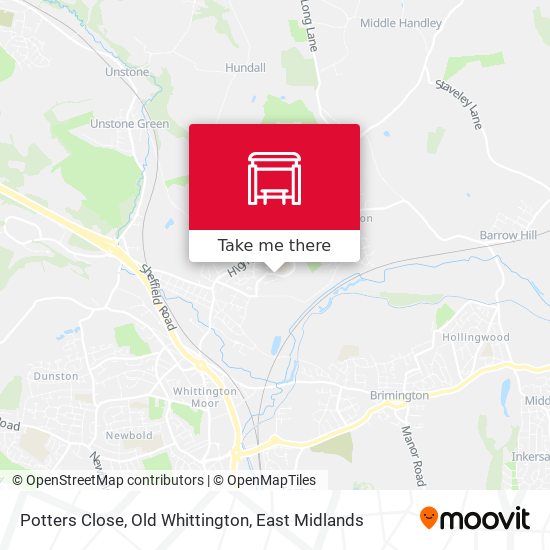 Potters Close, Old Whittington map