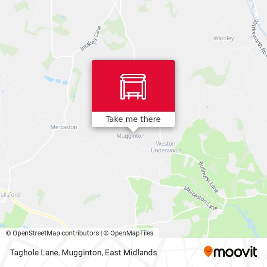 Taghole Lane, Mugginton map