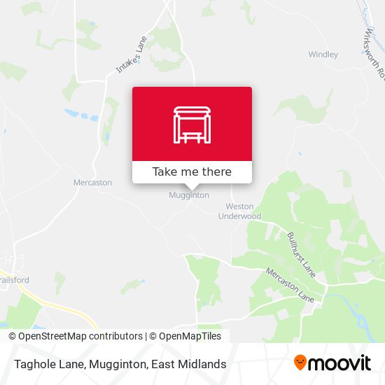 Taghole Lane, Mugginton map