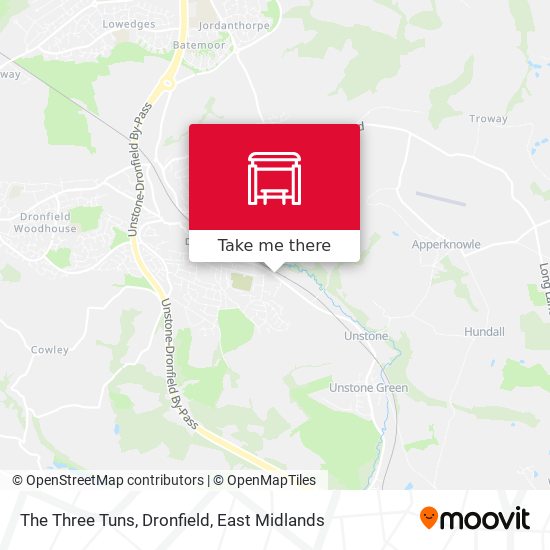The Three Tuns, Dronfield map
