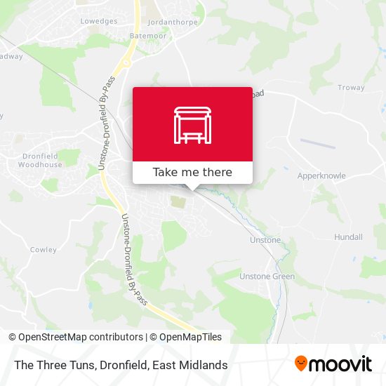 The Three Tuns, Dronfield map