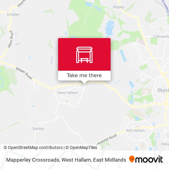 Mapperley Crossroads, West Hallam map
