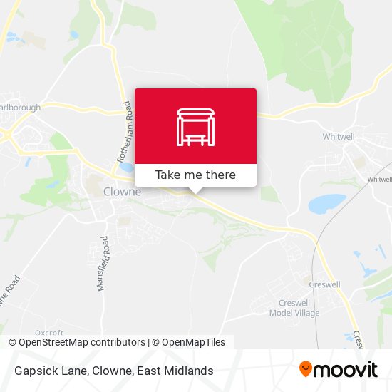 Gapsick Lane, Clowne map