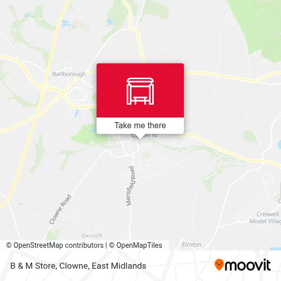 B & M Store, Clowne map