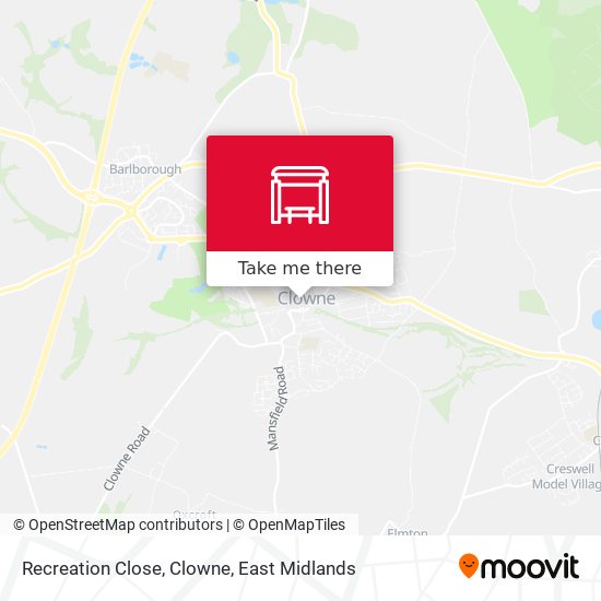 Recreation Close, Clowne map