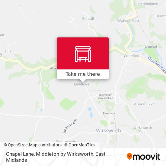 Chapel Lane, Middleton by Wirksworth map