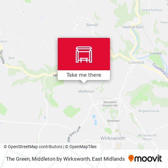 The Green, Middleton by Wirksworth map