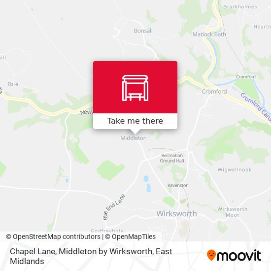 Chapel Lane, Middleton by Wirksworth map