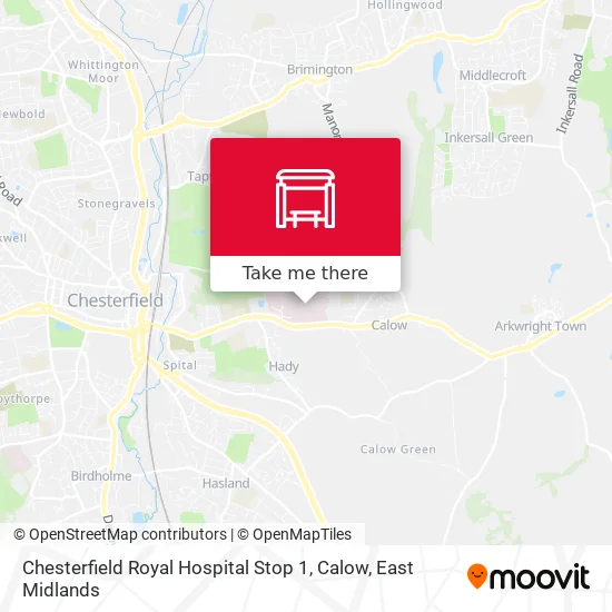 Chesterfield Royal Hospital Stop 1, Calow map