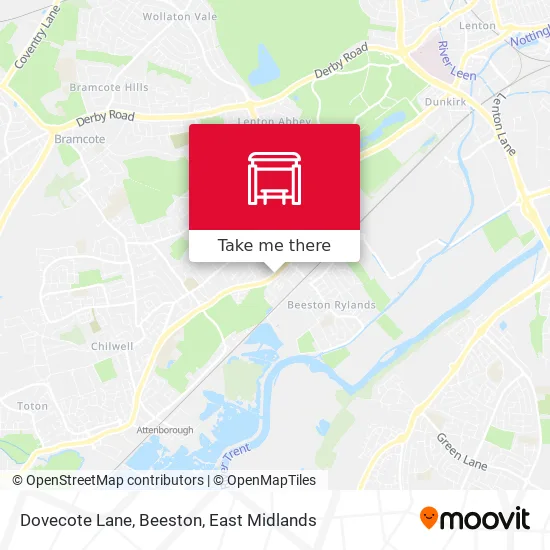 Dovecote Lane, Beeston map