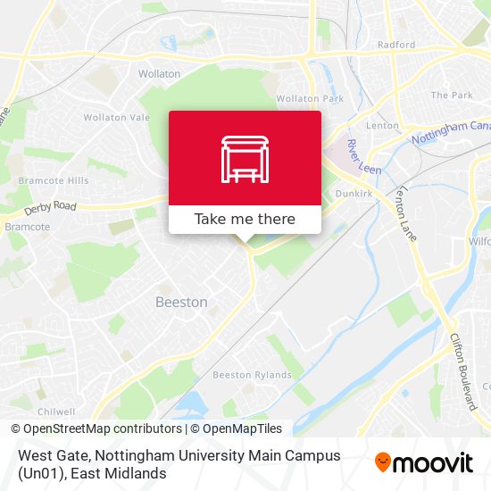 West Gate, Nottingham University Main Campus (Un01) map
