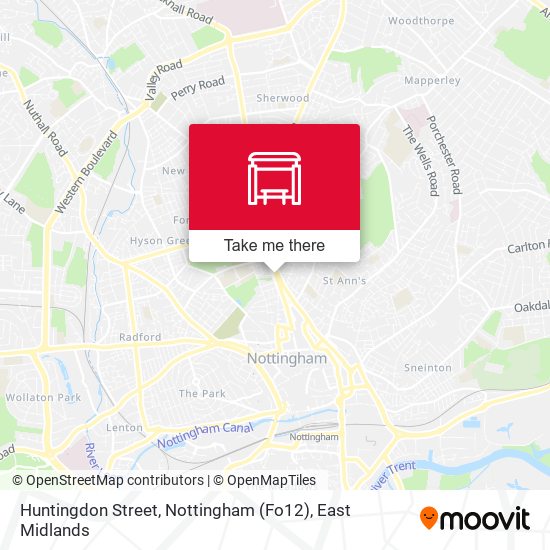 Huntingdon Street Nottingham Fo12 stop Routes Schedules and