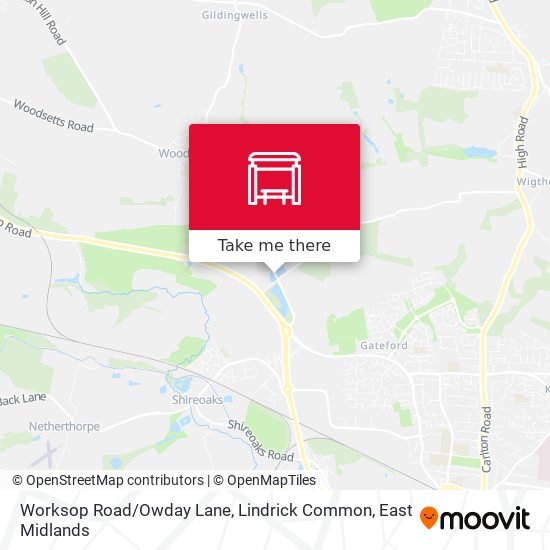 Worksop Road / Owday Lane, Lindrick Common map