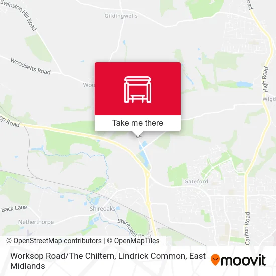 Worksop Road / The Chiltern, Lindrick Common map