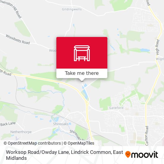 Worksop Road / Owday Lane, Lindrick Common map