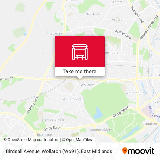 Birdsall Avenue, Wollaton (Wo91) map