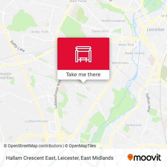 Hallam Crescent East, Leicester map