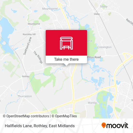Hallfields Lane, Rothley map