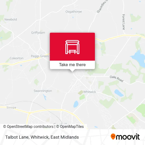 Talbot Lane, Whitwick map