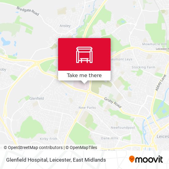 How to get to Glenfield Hospital, Leicester in East Midlands by Bus?