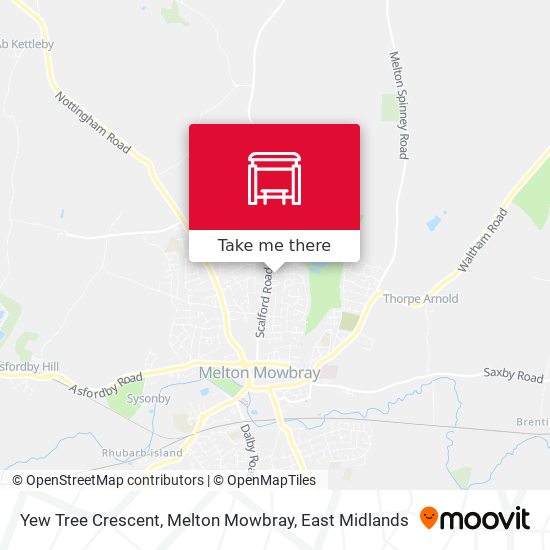 Yew Tree Crescent, Melton Mowbray map