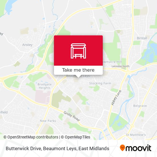 Butterwick Drive, Beaumont Leys map